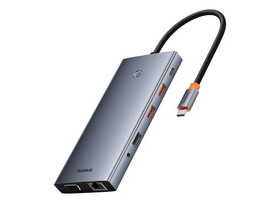 Baseus PortalJoy Series 13-Port  HUB（Type-C to HDMI4K@60Hz*2+DP4K@120Hz*1+VGA*1+USB3.1*2+Type- C3.1*1+USB2.0*1+PD*1+RJ45*1+SD/TF*1+3.5mm*1) - Space Grey